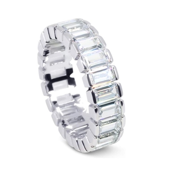 EMERALD CUT ETERNITY BAND - Picture 3 of 10